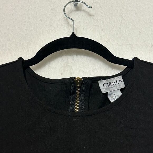2/$30 Carmen Marc Valvo Black Peplum Top Size S Minimalism Preppy Y2K Office - Picture 8 of 10